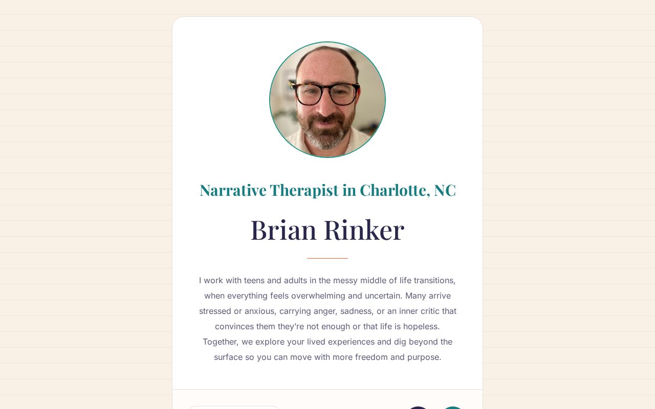 Brian Rinker Narrative Therapist in Charlotte North Carolina